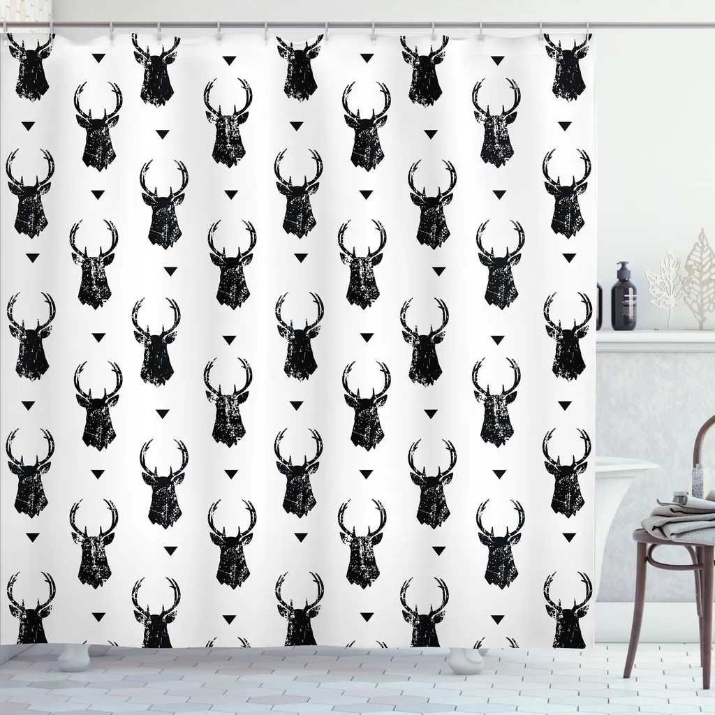 Tenda da Doccia Abakuhaus Cervi Grunge 175x200 - Arredo Bagno Bianco Nero