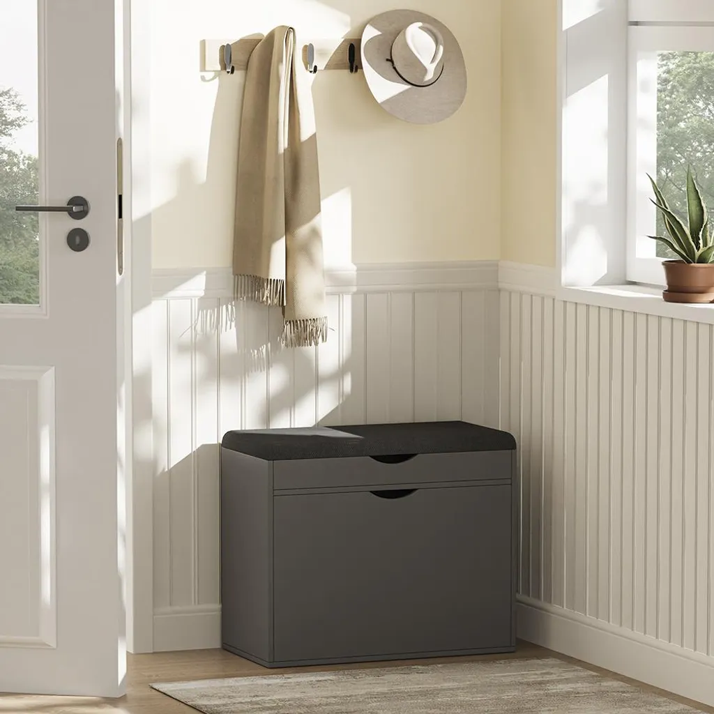 Banc à chaussures 2 compartiments Vicco Schufy Anthracite 60x51cm