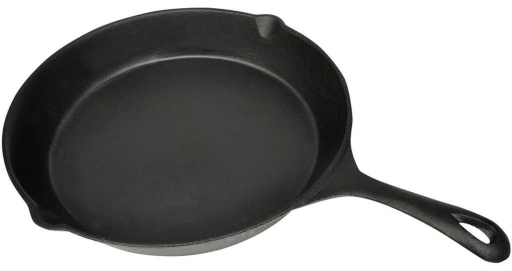Zimilo Gusseisen Grillpfanne 30 cm, rund, Bratpfanne, Induktion, BBQ Pfanne, mit Ausguss, Antihaft, Skillet