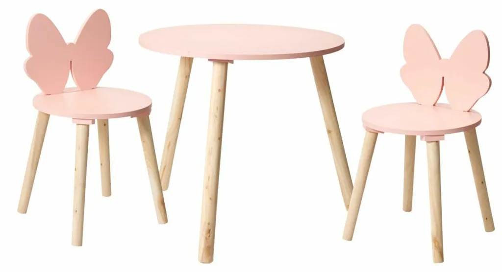 Table de jeu pour enfant rose avec chaises assorties - Meubles chambre