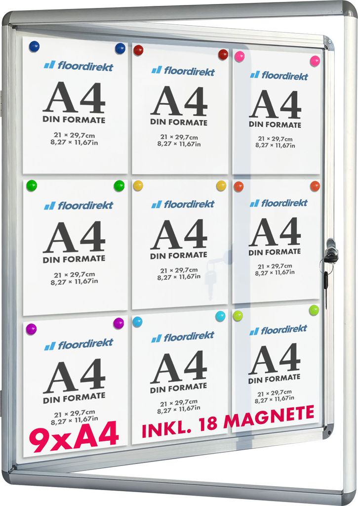 Prémiová vnitřní vitrína 9 x A4 s 18 magnety Magnetická a Obrázek produktu