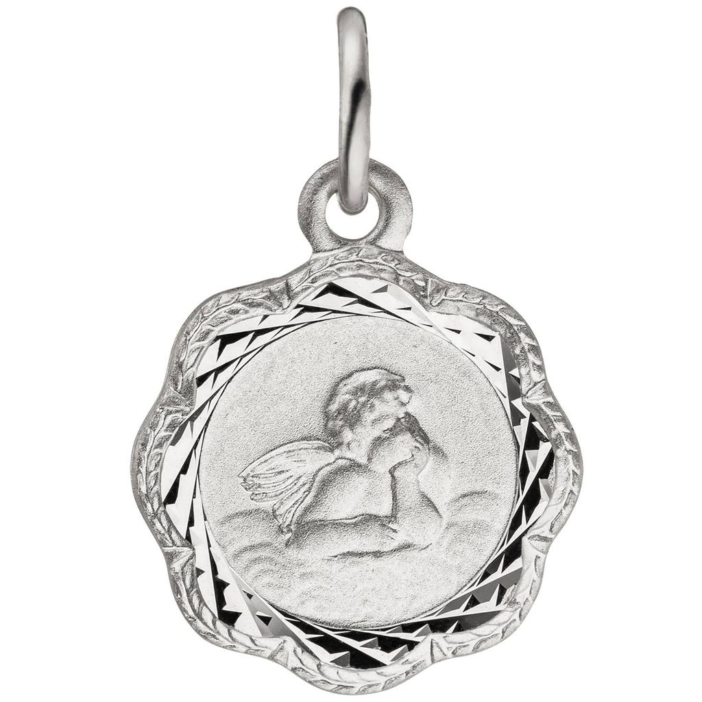 JOBO Anhänger Engel Schutzengel 925 Sterling Silber teil matt Silberanhänger