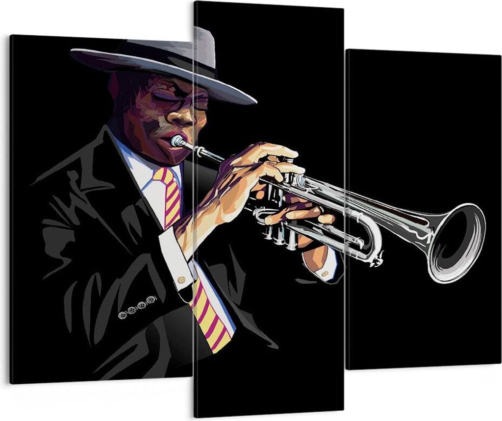 Bild auf Leinwand - Leinwandbild - Jazz Musik Musiker - 130x100cm - Wand Bild - Wanddeko - Leinwanddruck - Bilder - Kunstdruck - Wanddekoration - L...