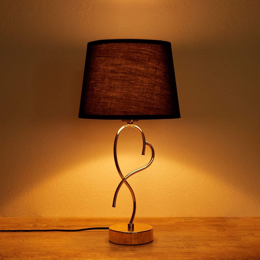 BRUBAKER 2er Set Tisch- Oder Nachttischlampen – 33,5 Cm Hoch, Holz/Metall-Fuß Grau, Textilschirm Grau, E14 Fassung