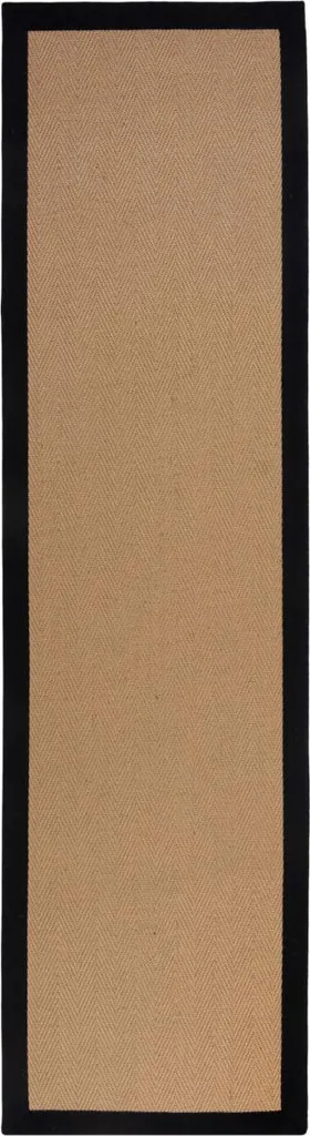 Tapis de passage 60x230 cm Kira Black noir avec bordure et chevrons