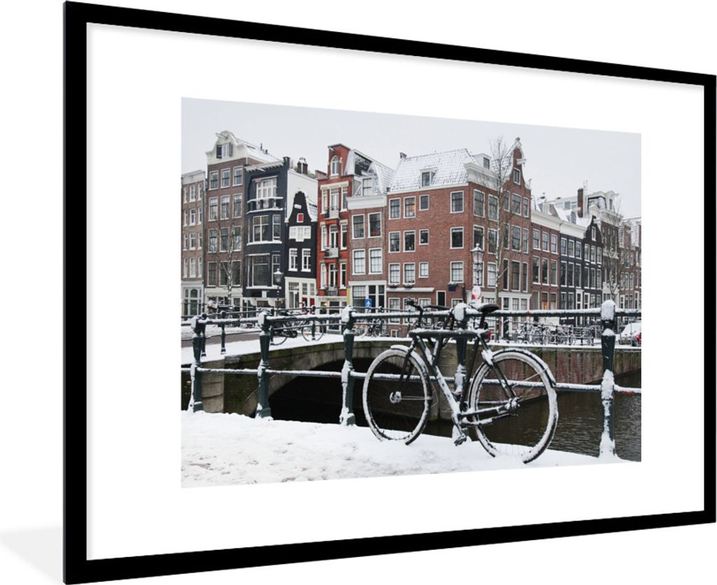 MuchoWow® Gerahmtes Poster Amsterdam - Fahrrad - Winter Produktbild 