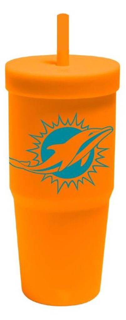 Miami Dolphins Silicon Glass W/Straw & Lid