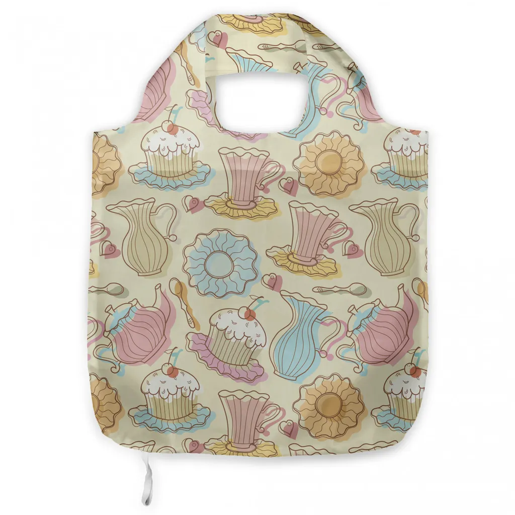 ABAKUHAUS Borsa da tè in tessuto, torte e teiere, pratiche borse per la spesa di tutti i giorni, multicolore