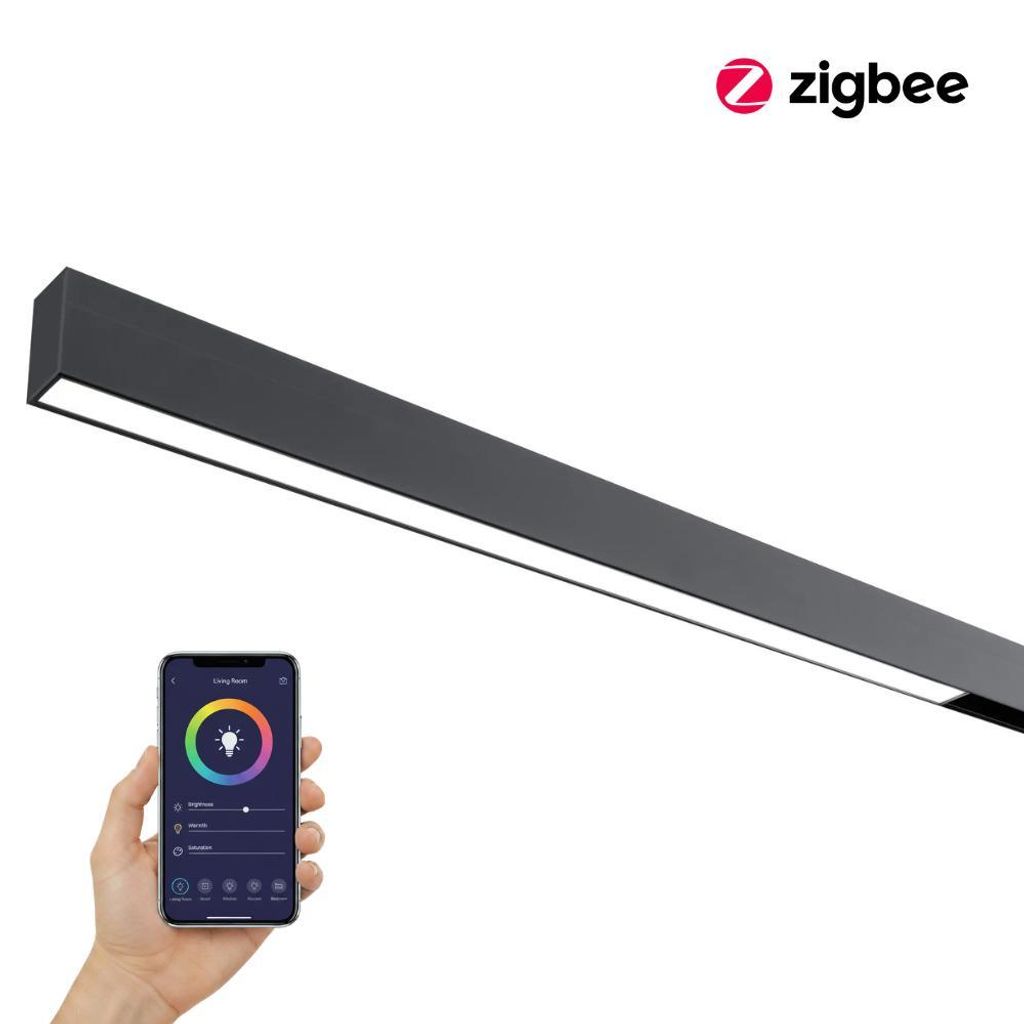 Qub Line Stripe 60 – Smart Zigbee LED-Streifen – 48V Magnet Schienensystem – Deckenbeleuchtung Schwarz – Magnetische Lichtleiste