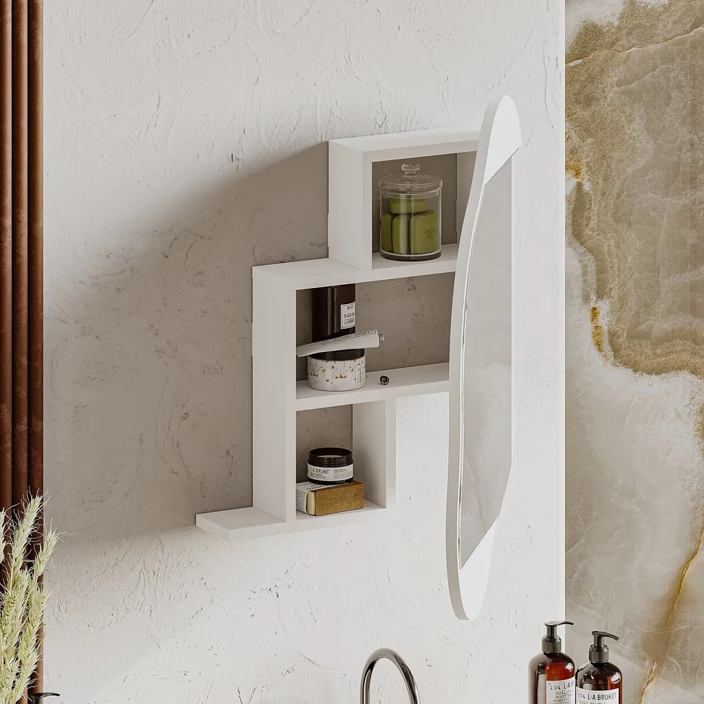 Montaggio Facile: Armadietto Bagno con Specchio Skye Decor 60x75cm