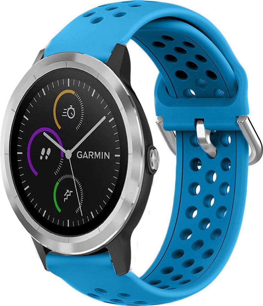 Strap-it Garmin Vivoactive 3 Silikonarmband mit Löchern (Blau)