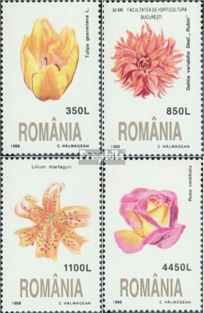 Briefmarken Rumänien 1998 Mi 5348-5351 (kompl.Ausg.) postfrisch Blumen