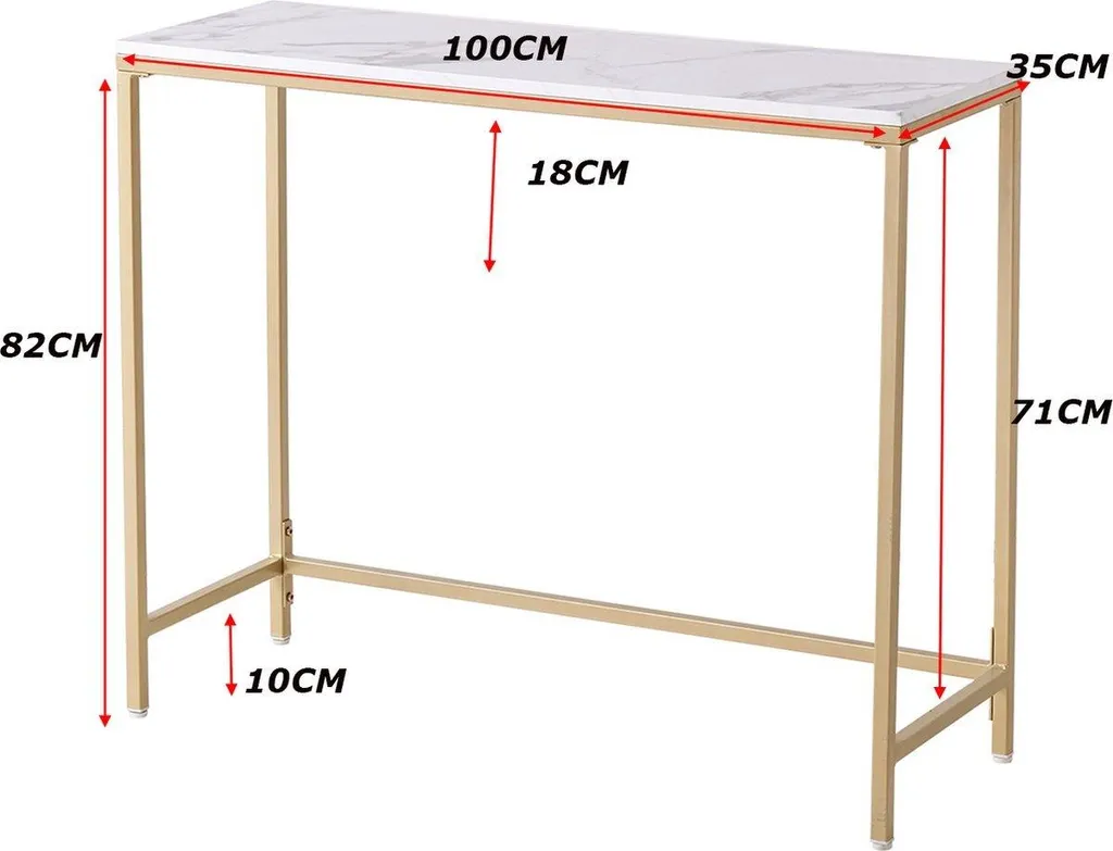Console d'Entrée Design Bolt Edge - Table d'Appoint Or et Verre 100 cm - 6