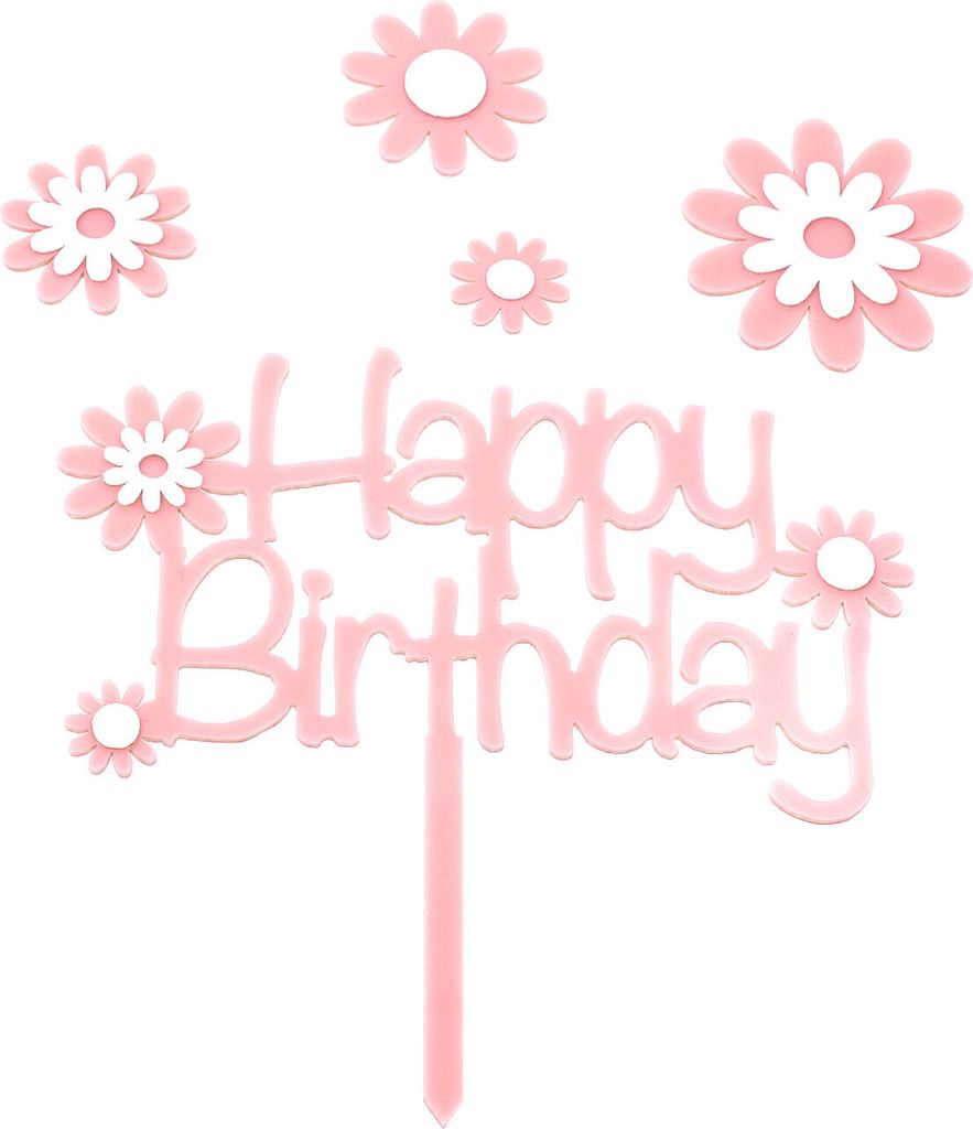 Oblique Unique Torten Topper Kuchen Muffin Cupcake Aufsatz Happy Birthday Kinder Geburtstag Jubliäum Deko - rosa