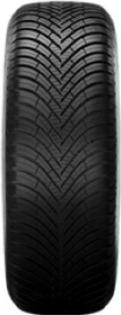 A close-up, front-facing view of a Vredestein Quatrac tire.