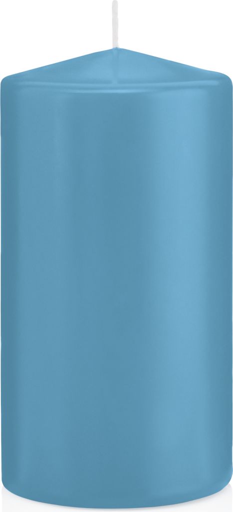 Stumpenkerzen mit Abbrandschutz Eisblau 130 x 70 mm 12 Stück für den sicheren Abbrand von Kerzen auf Adventskränzen und Gestecken