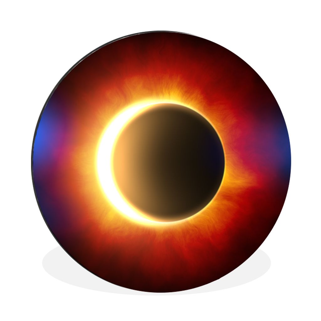 MuchoWow Aluminium Wandkreis Sonnenfinsternis mit glühender Sonne Ø 90 cm Wanddeko Modern Wohnzimmer - Mauerkreis - Wandbilder - Runde Bild - B...