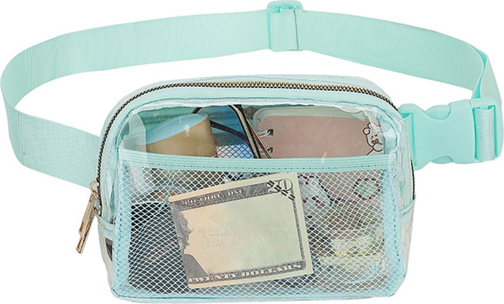 Transparente Bauchtasche, große Kapazität, wasserabweisend, mit Reißverschluss, stadionzugelassen, transparente Hüfttasche