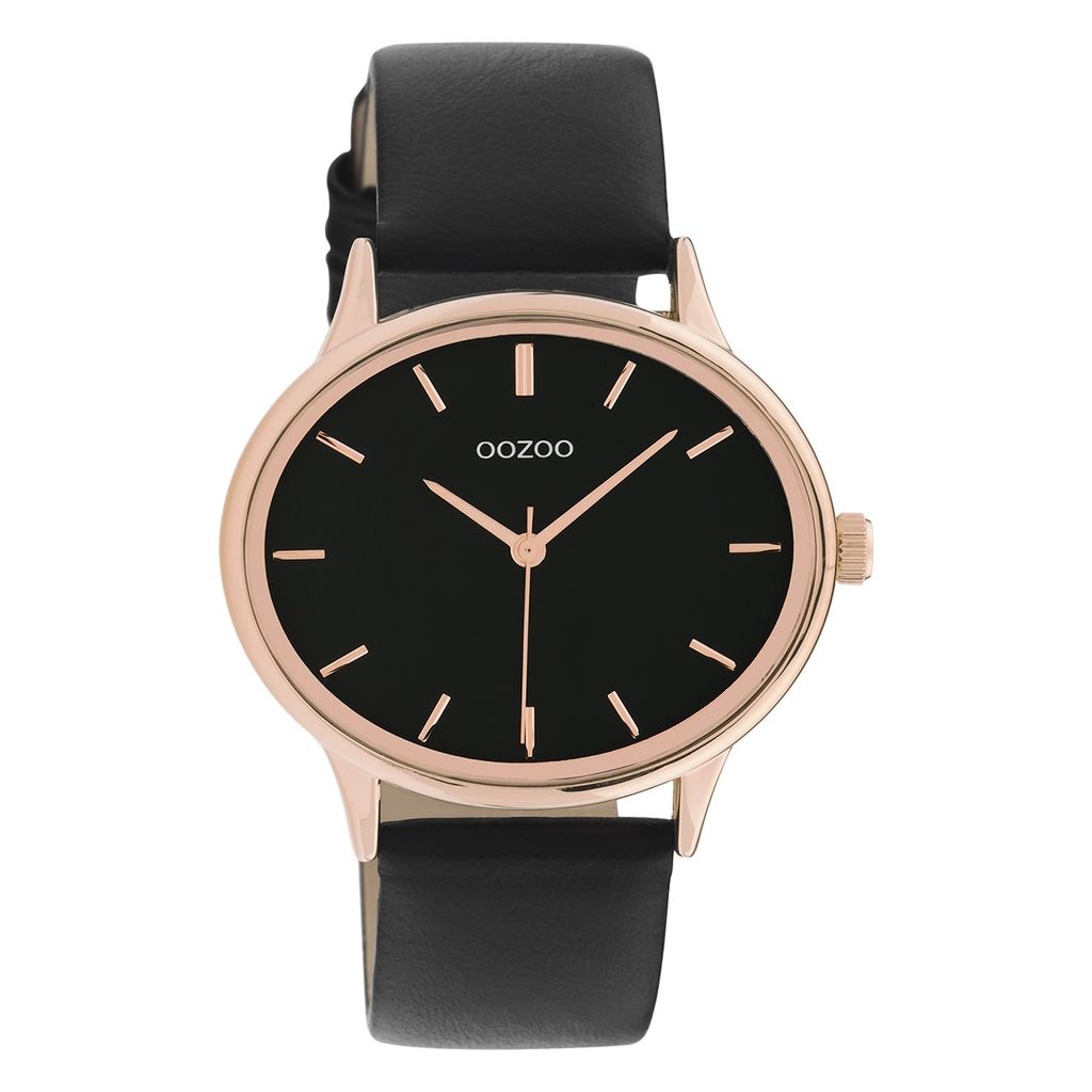 Oozoo Armbanduhr schwarz Leder Timepieces Damen Analog-Quarzuhr UOC11054