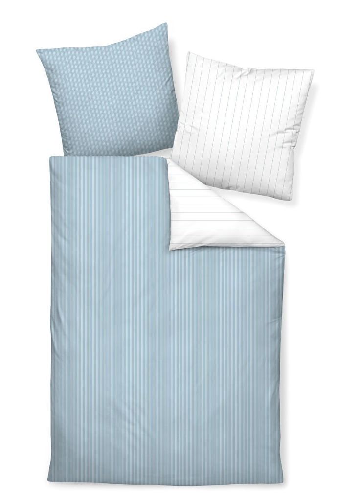 Janine Mako-Satin Bettwäsche modern classic perlblau Kissenbezug einzeln 80x80 cm