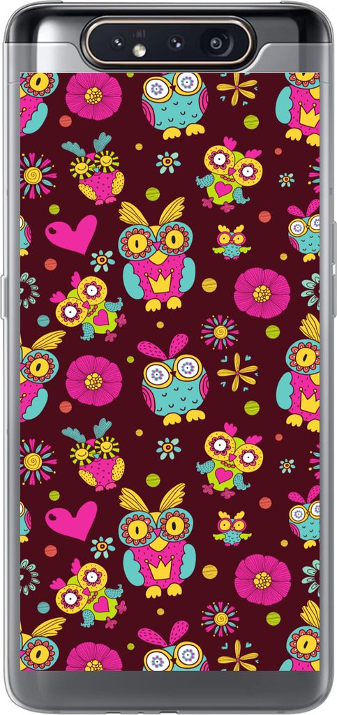 MuchoWow Handyhülle Schutzhülle Hülle für Telefoonhoesje Samsung Galaxy A80 Mädchen - Eule - Schokolade - Muster - Mädchen - Kind - Kinder ...