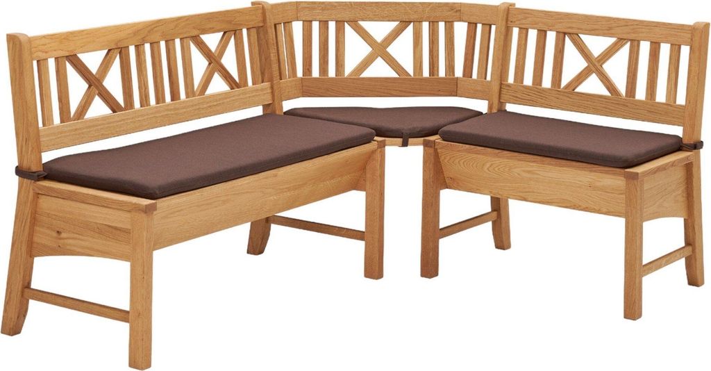 Eckbank Delbin aus Massivholz 139 x 179 x 87 Küchenbank massiv Wildeiche geölt/Dunkelbraun 12155