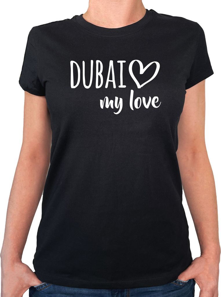 Huuraa Damen T-Shirt Dubai my love S Black Bio Baumwolle Fairtrade Damenshirt Geschenkidee
