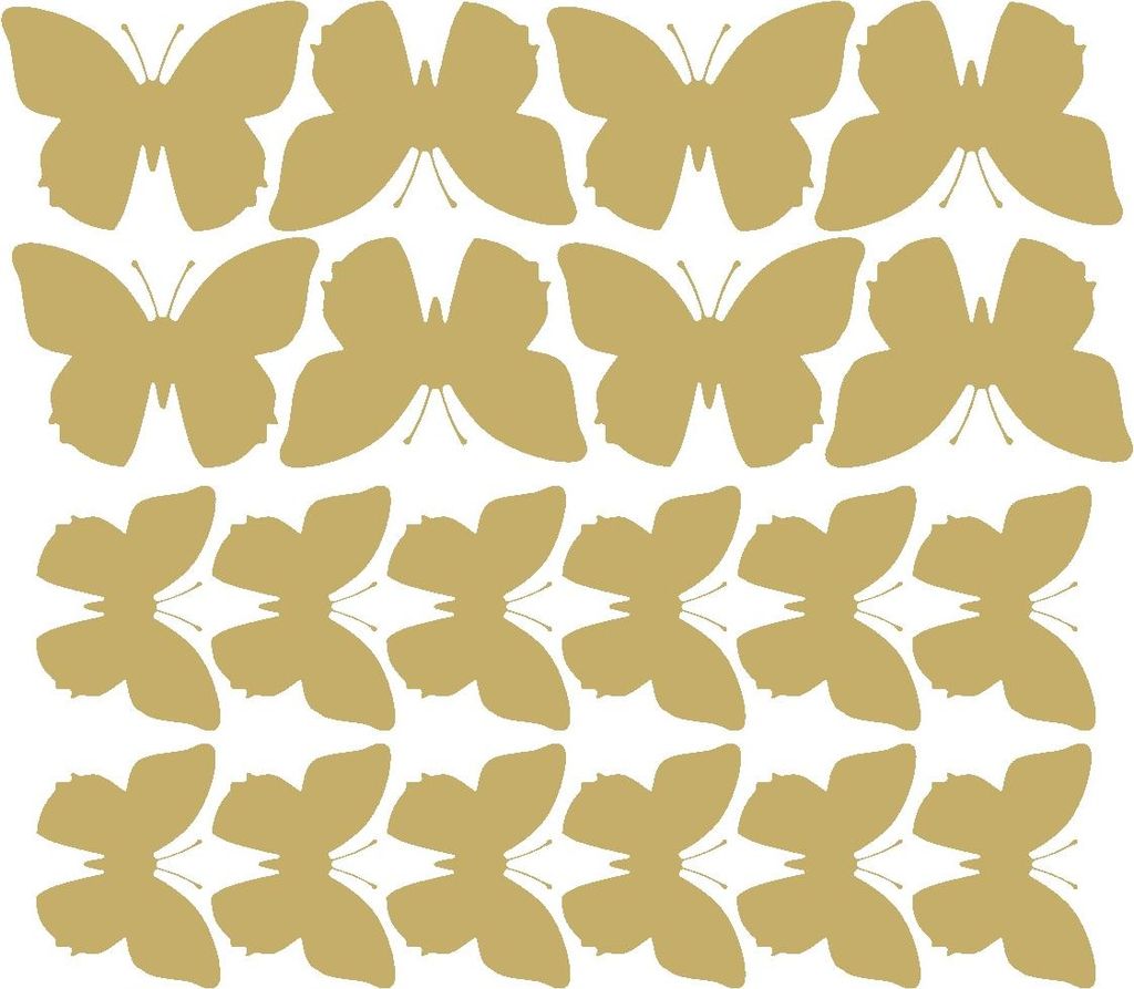Schmetterlings-Wandaufkleber, große Aufkleber, 20 Stück, mattgold, 70 Mikron