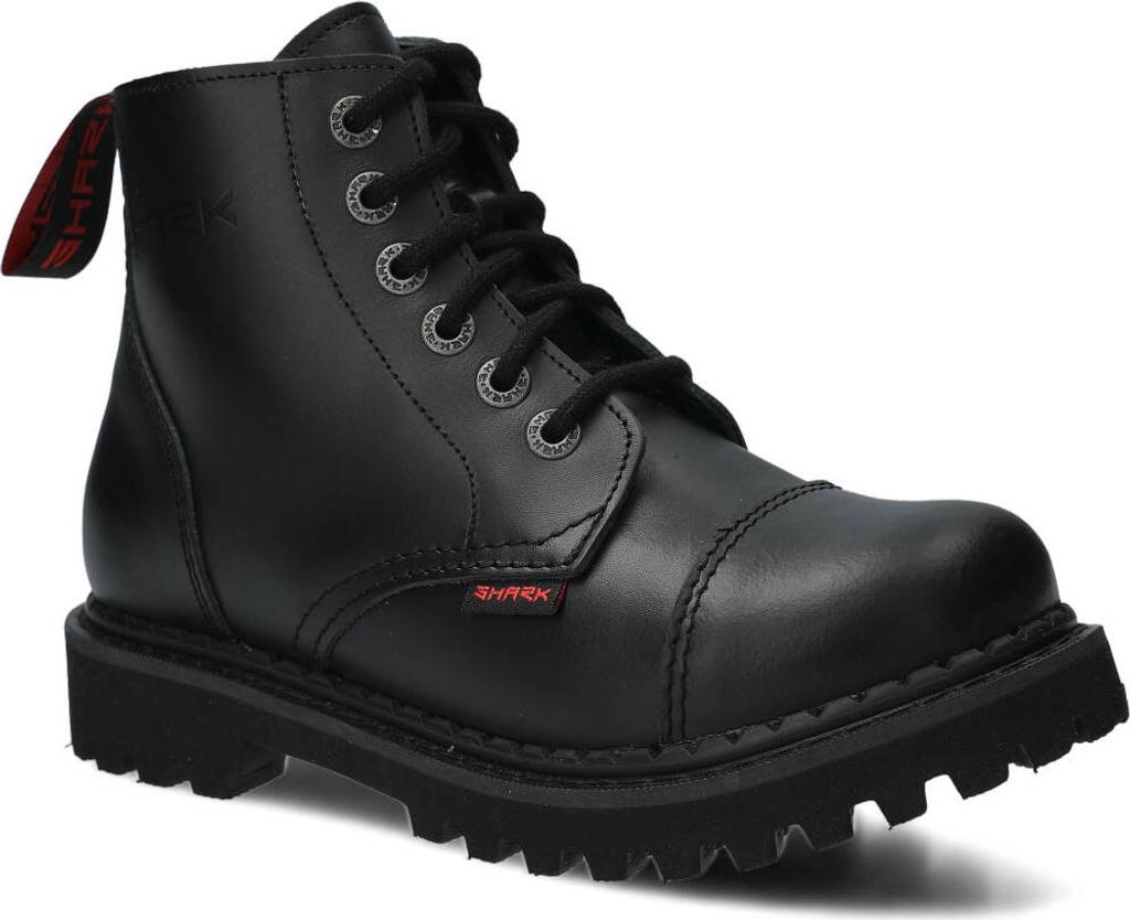 NAGABA Stiefel Damen Herren Springerstiefel 6-Loch - Leder - Schwarz - 36