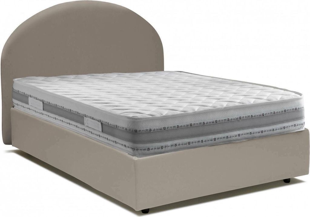 Quadratisches und halbes Bett Dbisol, Containerbett mit Kunstlederbezug, 100% Italy, Frontöffnung, inklusive Matratze Cm 120x190, Turteltaube
