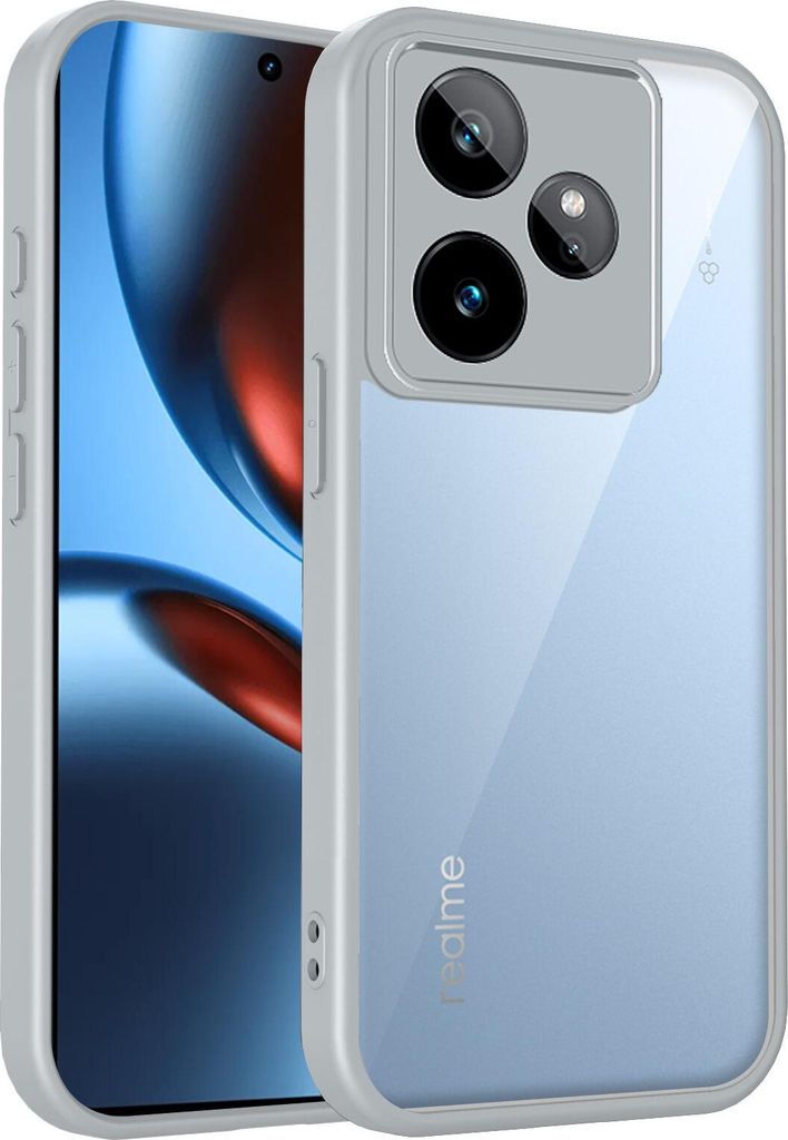 Hülle für Realme GT 7 Transparente Rückseite TPU Bumper Stoßfest Handyhülle Grau