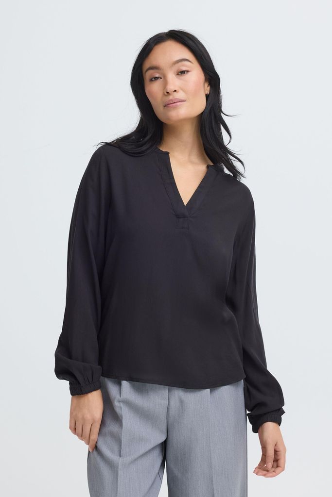 Oxmo OXNIlla Damen Bluse Tunika Langarm Loose Fit