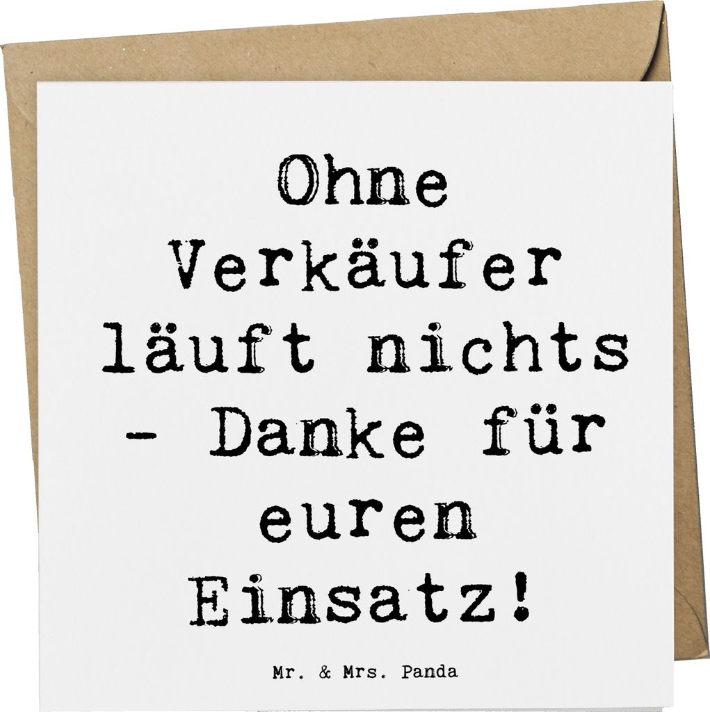 Mr. & Mrs. Panda Glückwunschkarte Spruch Verkäufer Helden - Weiß - Geschenk, Klappkarte, Wertschätzung, anlasskarte, Aufmerksamkeit, Danke, Ohn...