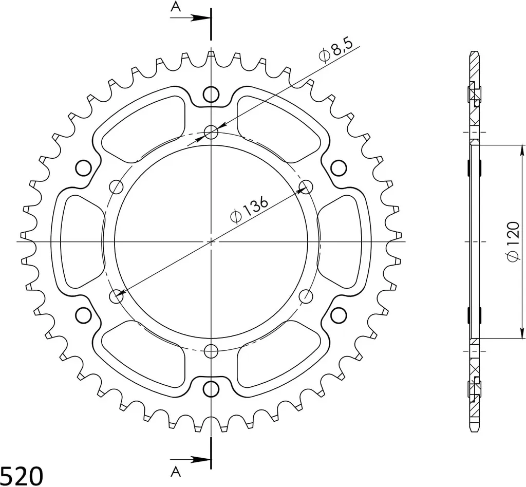 Couronne Durable Supersprox Stealth 520 43Z Or contre l'Usure Moto