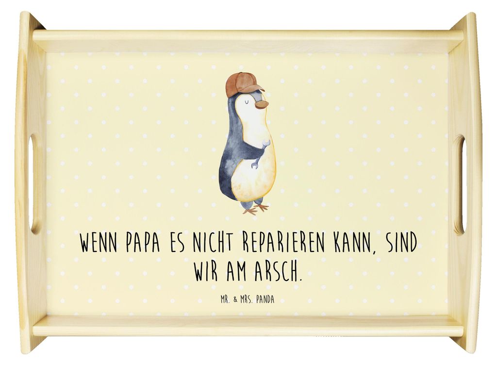 Mr. & Mrs. Panda Holztablett Wenn Papa es nicht reparieren kann, sind wir am Arsch - Gelb Pastell - Geschenk, Frühstückstablett, Schraubenschlüs...