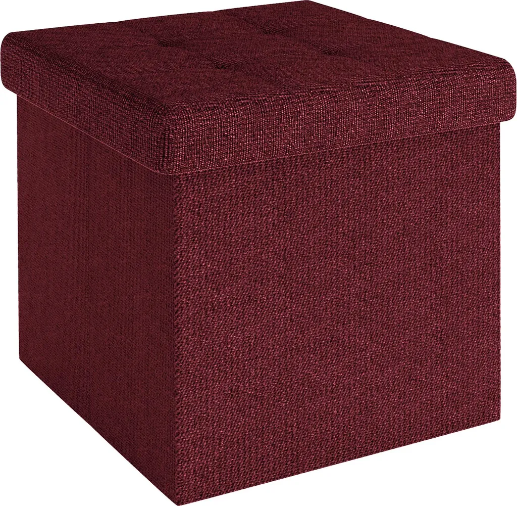 Pouf Contenitore Intirilife Rosso Ciliegio 30x30 cm Sgabello Tessuto