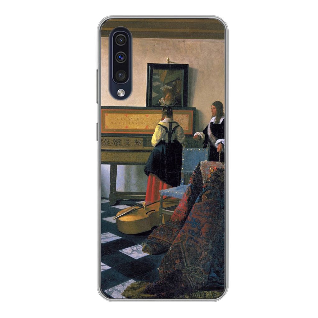 MuchoWow Handyhülle Schutzhülle Hülle für Samsung Galaxy A50 Die Musikstunde - Johannes Vermeer Silikon Softcase Handy Hülle - Mobiltelefonh...