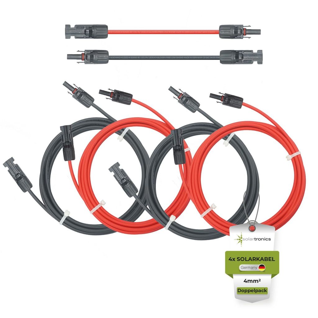 Solarkabel Doppelpack 4x PV-Kabel 4mm² H1Z2Z2-K Schwarz & Produktbild 