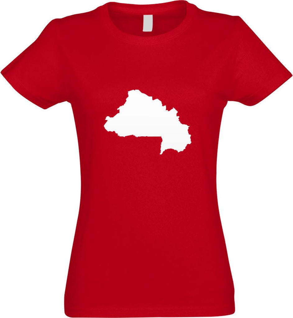 Kiwistar - T-Shirt tailliert - Damen - rot - Burkina Faso Umriss Kontur - mit Motiv Bedruckt - Funshirt Design - Sport - Freizeit - Damen - XL