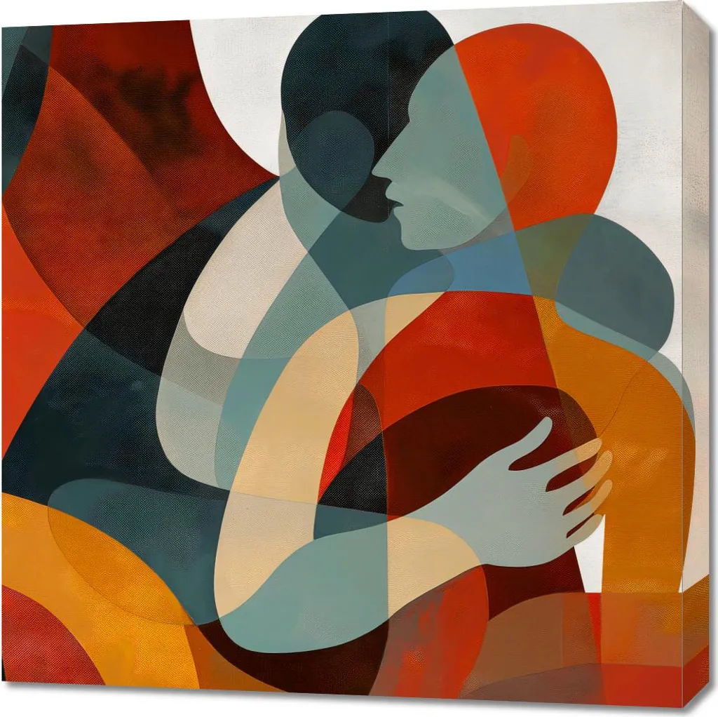 Tableau Étreintes 70x70 cm - Décoration Murale Salon Moderne et Chic
