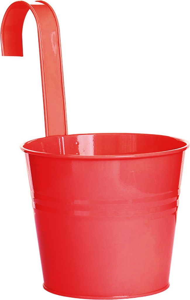 Hanging Eimer Kee-Resistant Feste Color Iron Haken Töpfe Balkonzubehör für Garten-Rot ,Größen:L