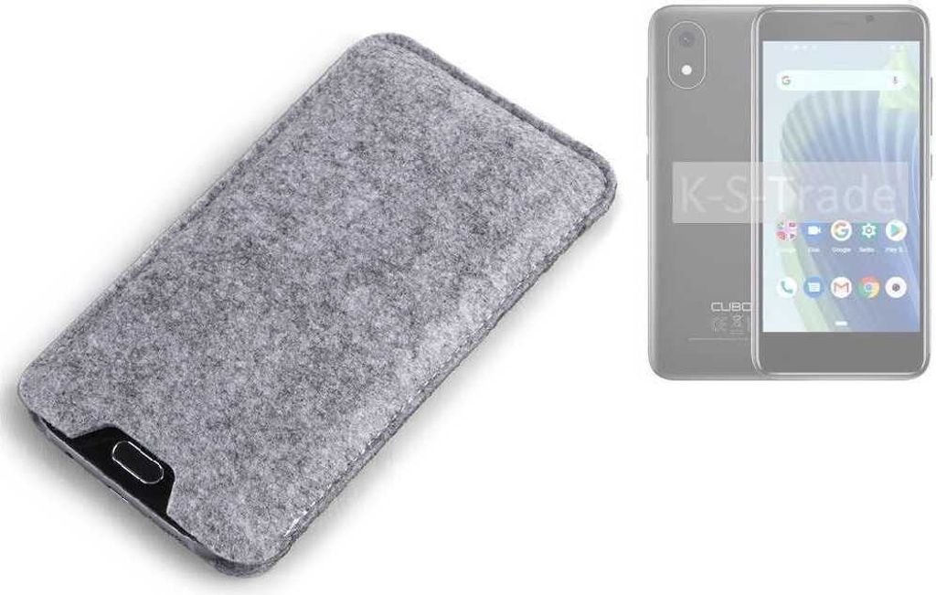 K-S-Trade Filz Handyhülle kompatibel mit Cubot J20 Schutzhülle Filztasche Filz Tasche Case Sleeve Handy Hülle Filzhülle grau