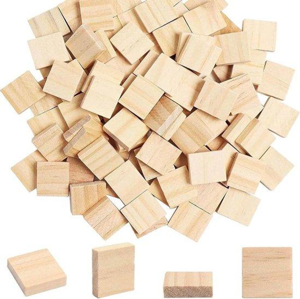 Linienholz-Bausteine für Basteln und Dekoration (120 Stück) - 20 x 18 x 5 mm