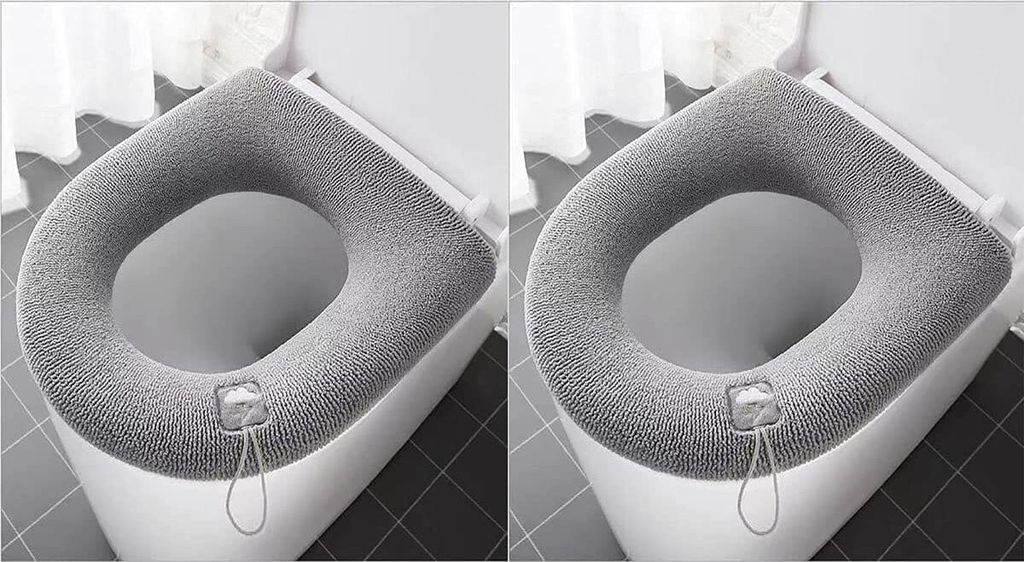 Entgoinggo Toilettensitz-Bezug - Weiches Polster 30x30cm, Weiß/blau