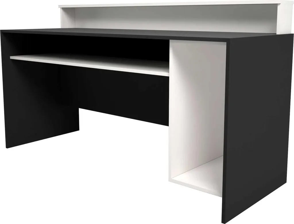 Table de bureau gamer 140 cm Beri blanc et noir pour setup informatique