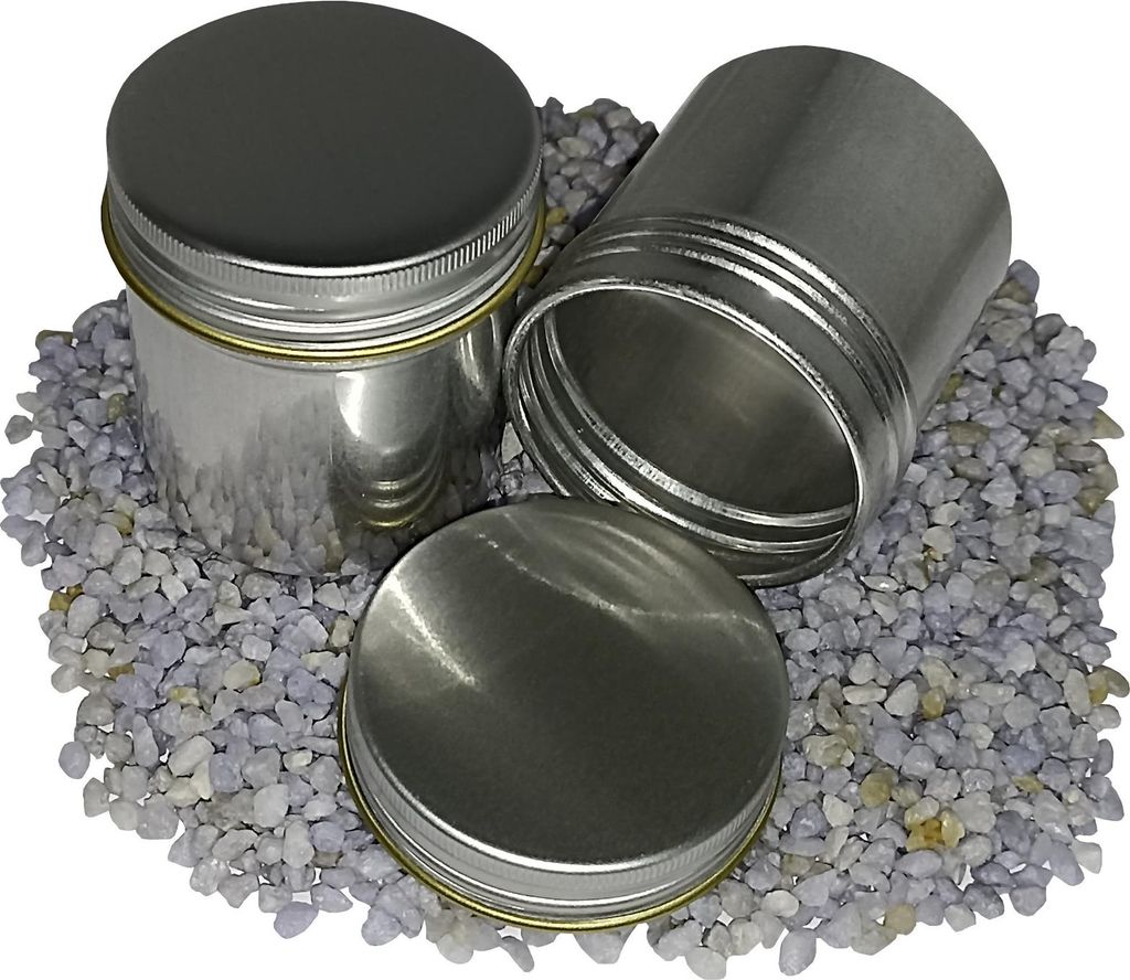 10 Blechdosen Aluminium 50 ml mit Schraubdeckel blank