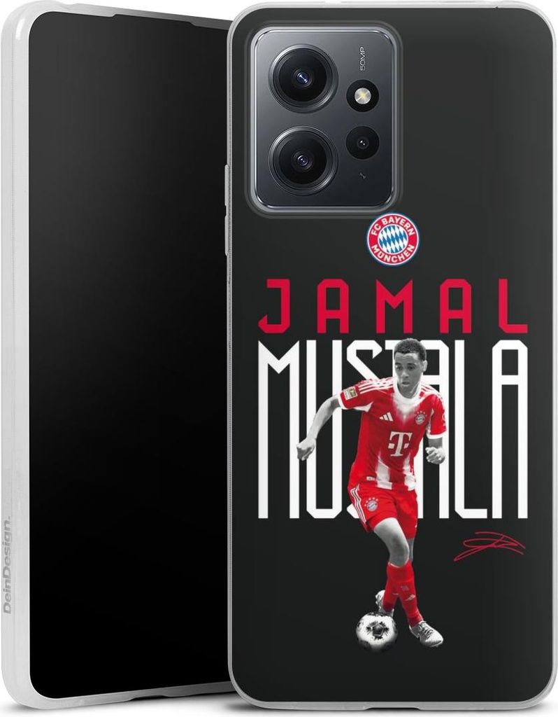 DeinDesign Slim Hülle für Xiaomi Redmi Note 12 4G Silikon Case Ultra Dünn Handyhülle FC Bayern München Offizielles Lizenzprodukt Jamal Musiala