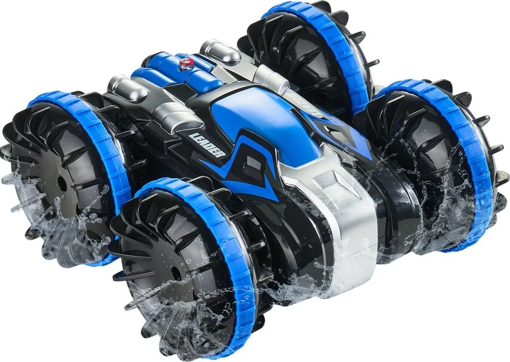Voiture amphibie télécommandée 2,4 GHz 4x4 RC Boat tout terrain Bleue