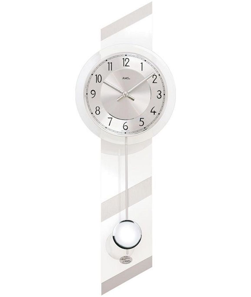 AMS 7414 Horloge murale à quartz avec pendule blanc avec Image du produit 