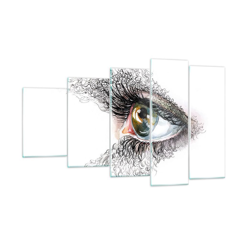 Bilder auf glas - Auge Menschliches Illustration Erwachsenen- - 100x60cm - Glasbilder - Wandbilder - Kunstdruck - Wanddekoration aus Glas - Glas Bi...